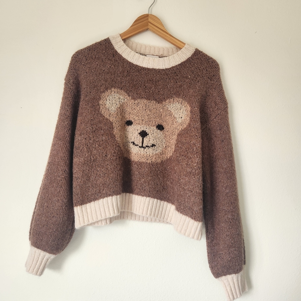 Brown Sweater with Bear Design